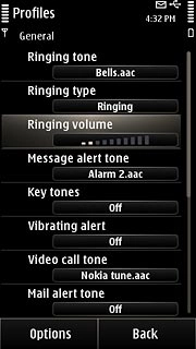Press Ringing volume.