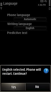 Press Yes to confirm.Wait a moment while your phone is restarted.