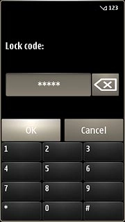 Key in the phone lock code and press OK.