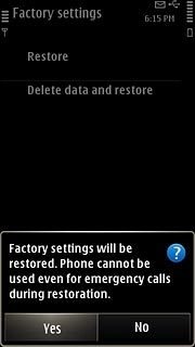 Press Yes to confirm.Wait a moment while the factory default settings are restored.