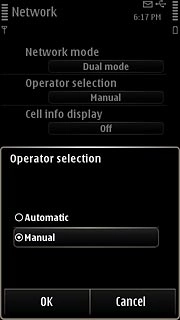 Press Manual.Your phone searches for networks within range.A list of available networks will show on your display.