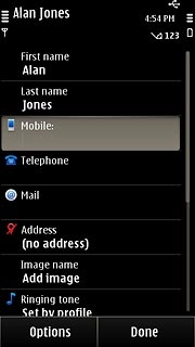 Press Mobile or Telephone and key in the required phone number.