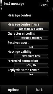 Press Message centre in use.