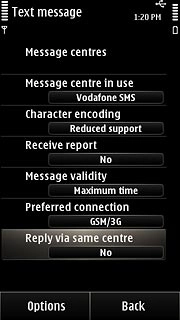 Press Reply via same centre to select No.