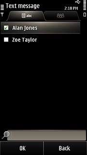 When the box next to the contact is ticked (V), the contact is selected.