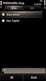 When the box next to the contact is ticked (V), the contact is selected.