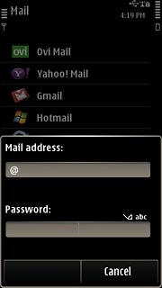 Press the field below Password and key in the password for your email account.