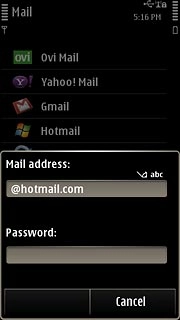 Press the field below Mail address and key in your email address (such as name@provider.com).
