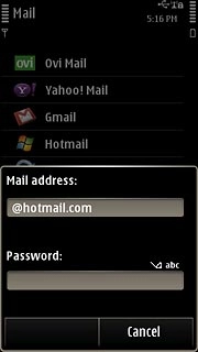 Press the field below Password and key in the password for your email account at your email provider.