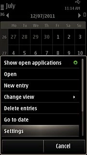 Press Settings.Follow the instructions on the display to select the required settings for the calendar.