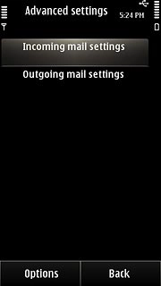 Press Incoming mail settings.