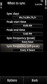 Press Sync frequency (off-peak).