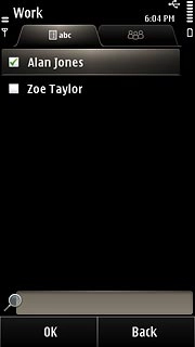 When the box next to a contact is ticked (V), the contact is selected.