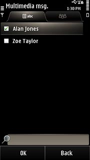 When the box next to a contact is ticked (V), the contact is selected.