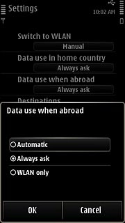 Press Automatic, Always ask or WLAN only.