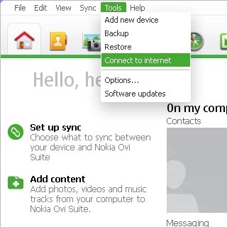 Select Connect to internet.An internet connection from your computer via your phone is established.