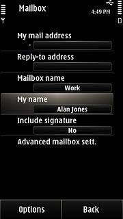 Press My name.Key in the required sender name.