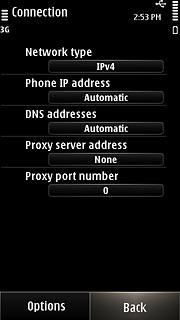 Press Back twice to save the settings and return to the list of data connections.