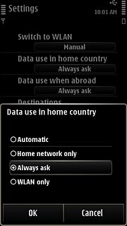 Press the required setting.