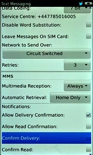 Press Confirm Delivery to turn the function on or off.