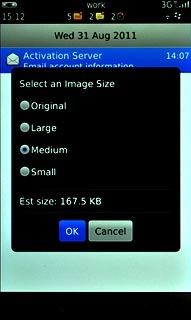 Press OK.An email message containing the picture or video clip is created.Key in the first letters of the required contact.Matching contacts are displayed.