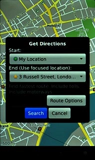 Press Search.After a moment a description of the selected route is displayed.