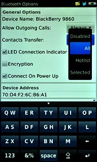 Press the required setting.