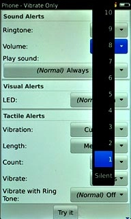 Press the required ring volume.