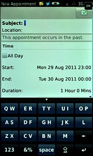 Press the field next to Subject and key in a subject for the appointment.