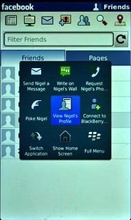 Press View .Follow the instructions on the display to view your friends' status updates and contact details.