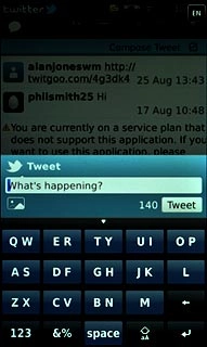 Press What's happening? and key in the required text.