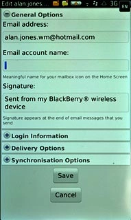 Press the field below Email account name and key in a name for the email account (such as 