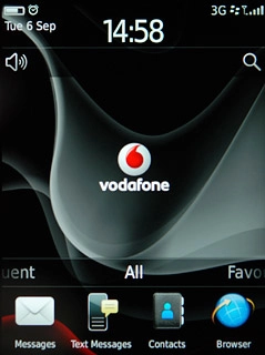 The alarm icon shows that the alarm is set.Further information:Set the alarm