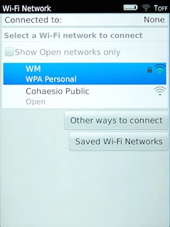Press the required Wi-Fi network.Follow the instructions on the display to select security settings, if required.