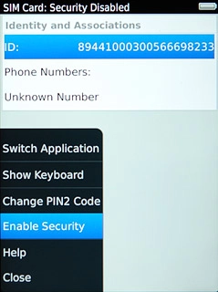 Press Enable Security or Disable Security (depending on the current setting).