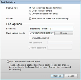 Select Full (all device data and settings).