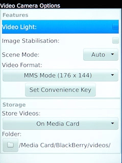 Press Video Light to turn video light on or off.