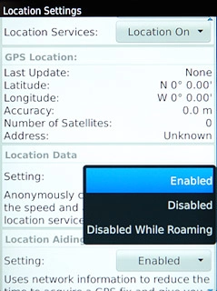 Press Enabled, Disabled or Disabled While Roaming.
