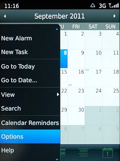 Press Options.Follow the instructions on the display to select the required settings for the calendar.