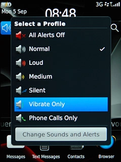 To turn on vibration:Press Vibrate Only.