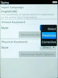 To turn on word suggestions:Press Predictive.