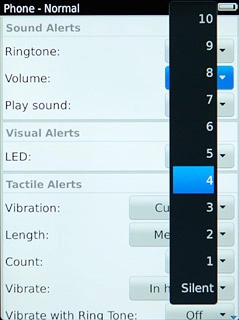 Press the required ring volume.