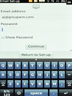 Press the field below Password and key in the password for your email account at your email provider.