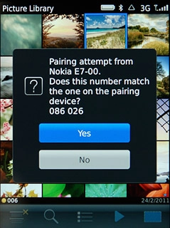 Check that the same access code is displayed on both devices and press Yes.The transfer of the file needs to be accepted at the receiving end.The file is sent.