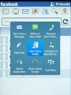 Press View  Profile.Follow the instructions on the display to view your friends' status updates and contact details.
