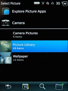 To upload a saved picture:Press the required folder.