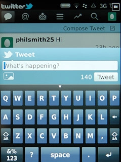 Press What's happening? and key in the required text.