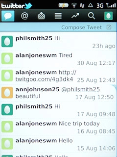 Press the reply icon (@).The replies to your status updates are displayed.