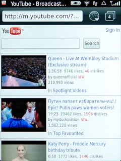 You can now use the application.Please note that YouTube isn't part of the original application package and therefore only a general description is given here.You have a number of options, such as:Search for video clipsSearch for video clips in a categoryIf you have a YouTube account and you log on, you can also:Upload video clipsShare video clipsCreate playlistsRate video clips