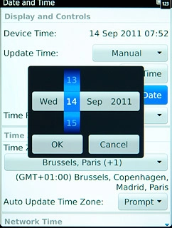 Slide date, month and year up or down to set the date.